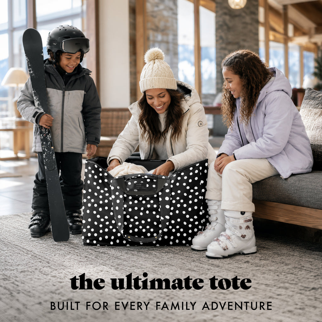 All The Things XL Travel Tote Bag, B&W Dot