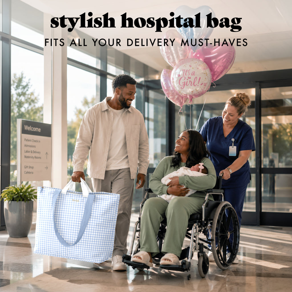 All The Things XL Travel Tote Bag, Blue Gingham