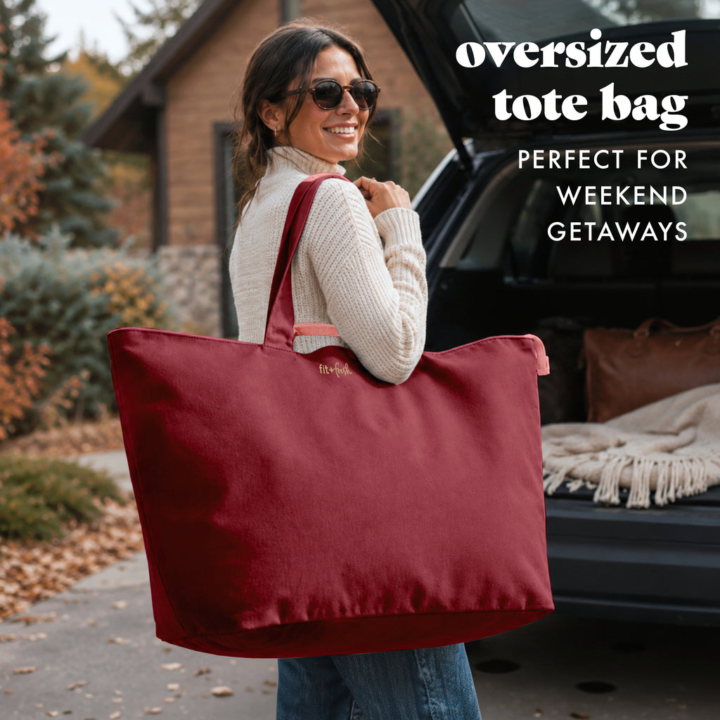All The Things XL Travel Tote Bag, Cranberry