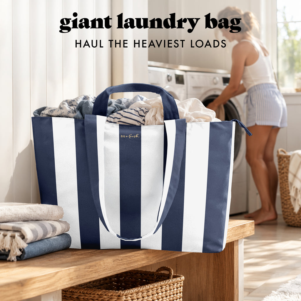 All The Things XL Travel Tote Bag, Navy Stripe