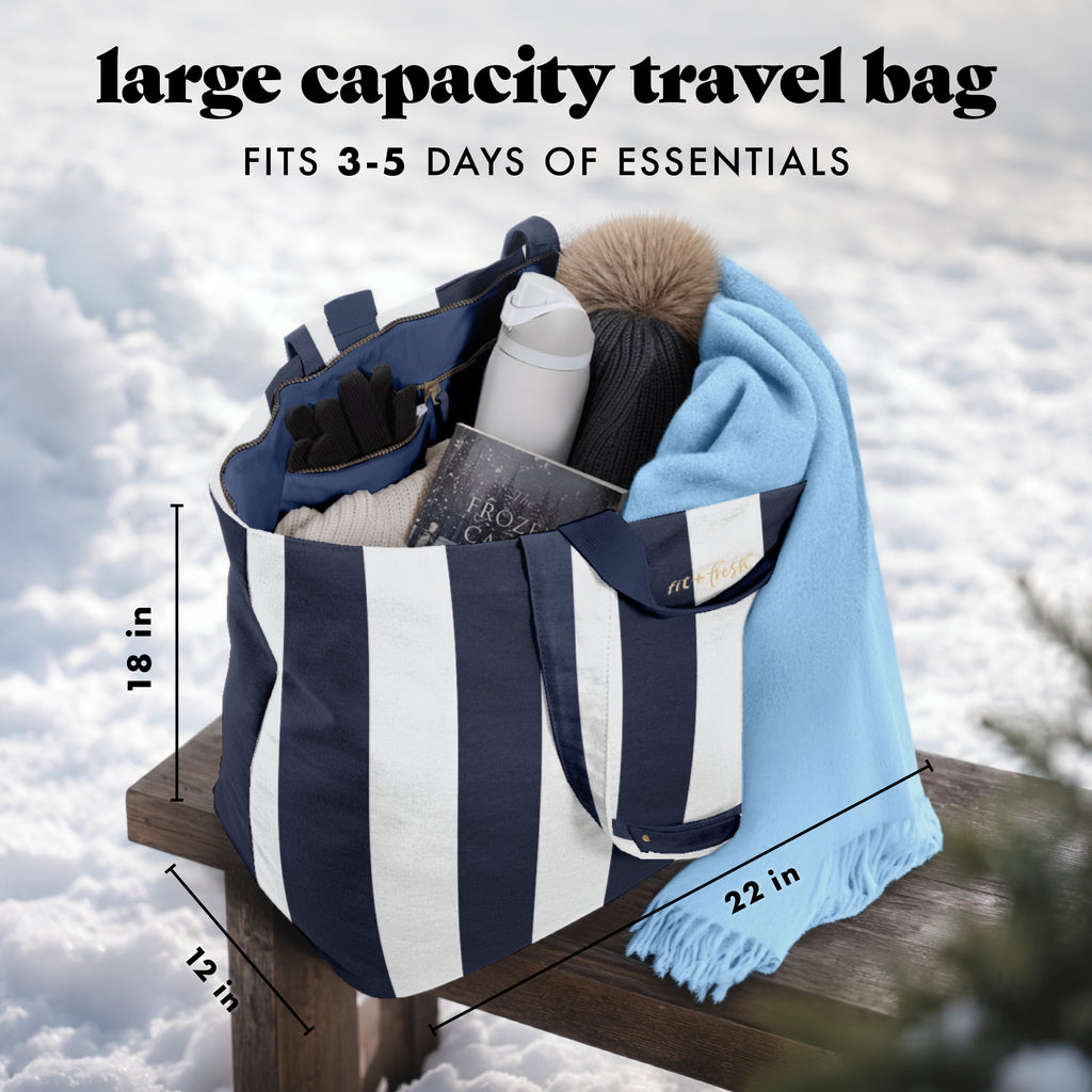 All The Things XL Travel Tote Bag, Navy Stripe