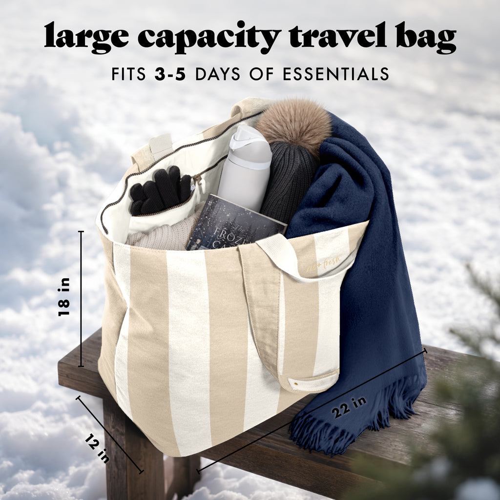 All The Things XL Travel Tote Bag, Pina Colada Cabana Stripe