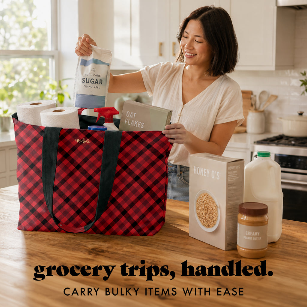 All The Things XL Travel Tote Bag, Red Checkered