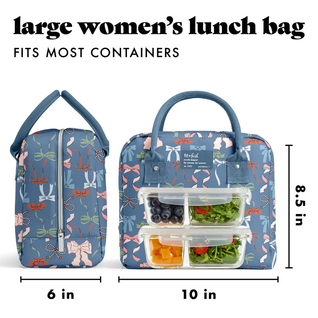 Bloomington Lunch Bag with Lunch Kit, Denim Bows