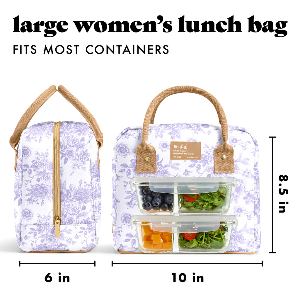 Bloomington Lunch Bag with Lunch Kit, Lavender Floral Toile