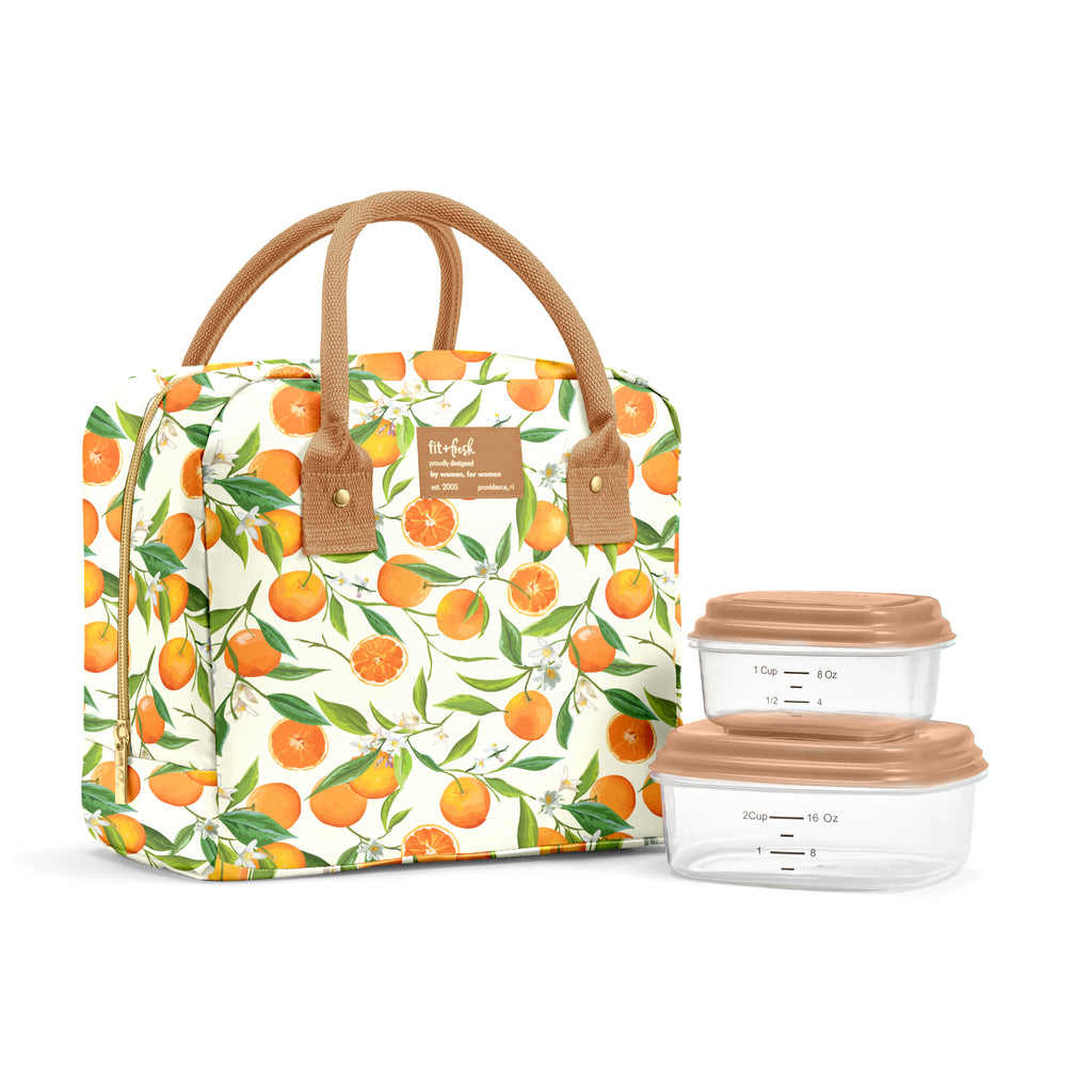 Bloomington Lunch Bag with Lunch Kit, Watercolor Orange Blossoms