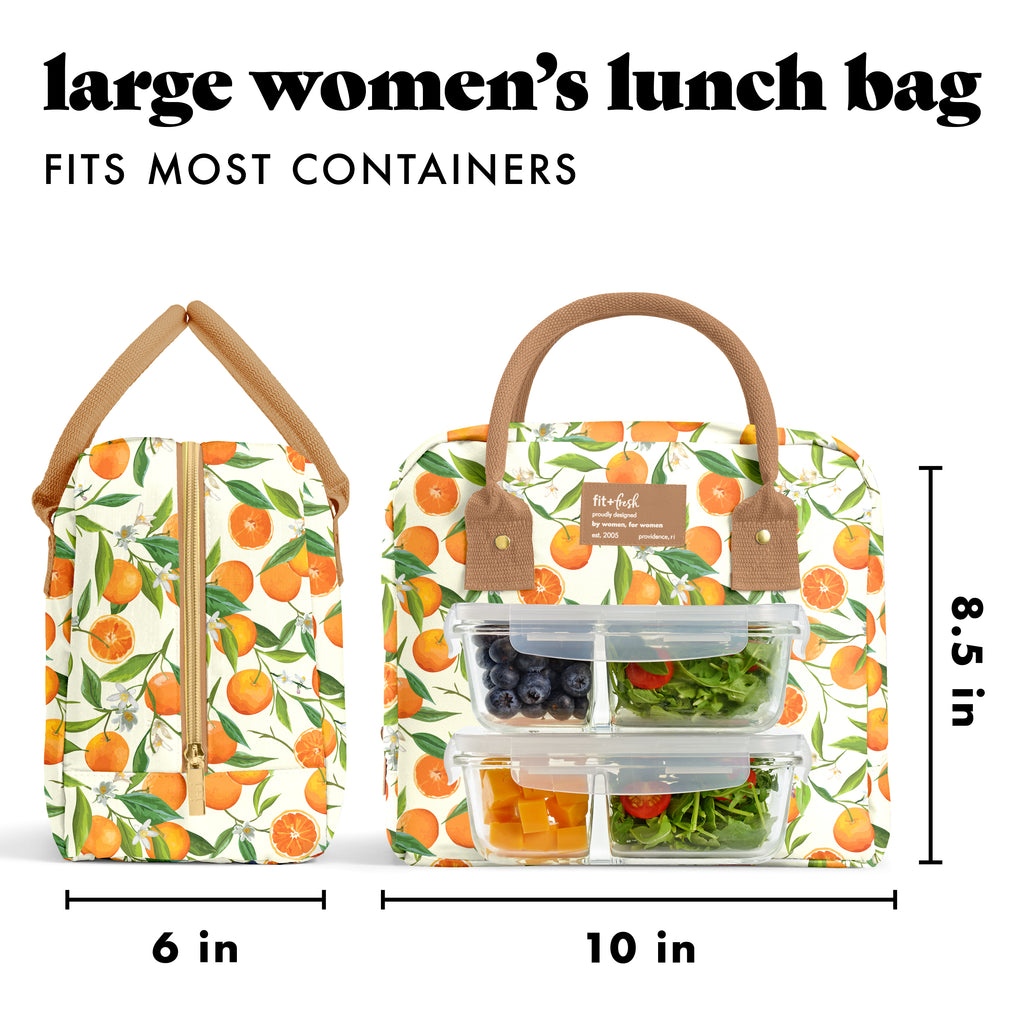 Bloomington Lunch Bag with Lunch Kit, Watercolor Orange Blossoms
