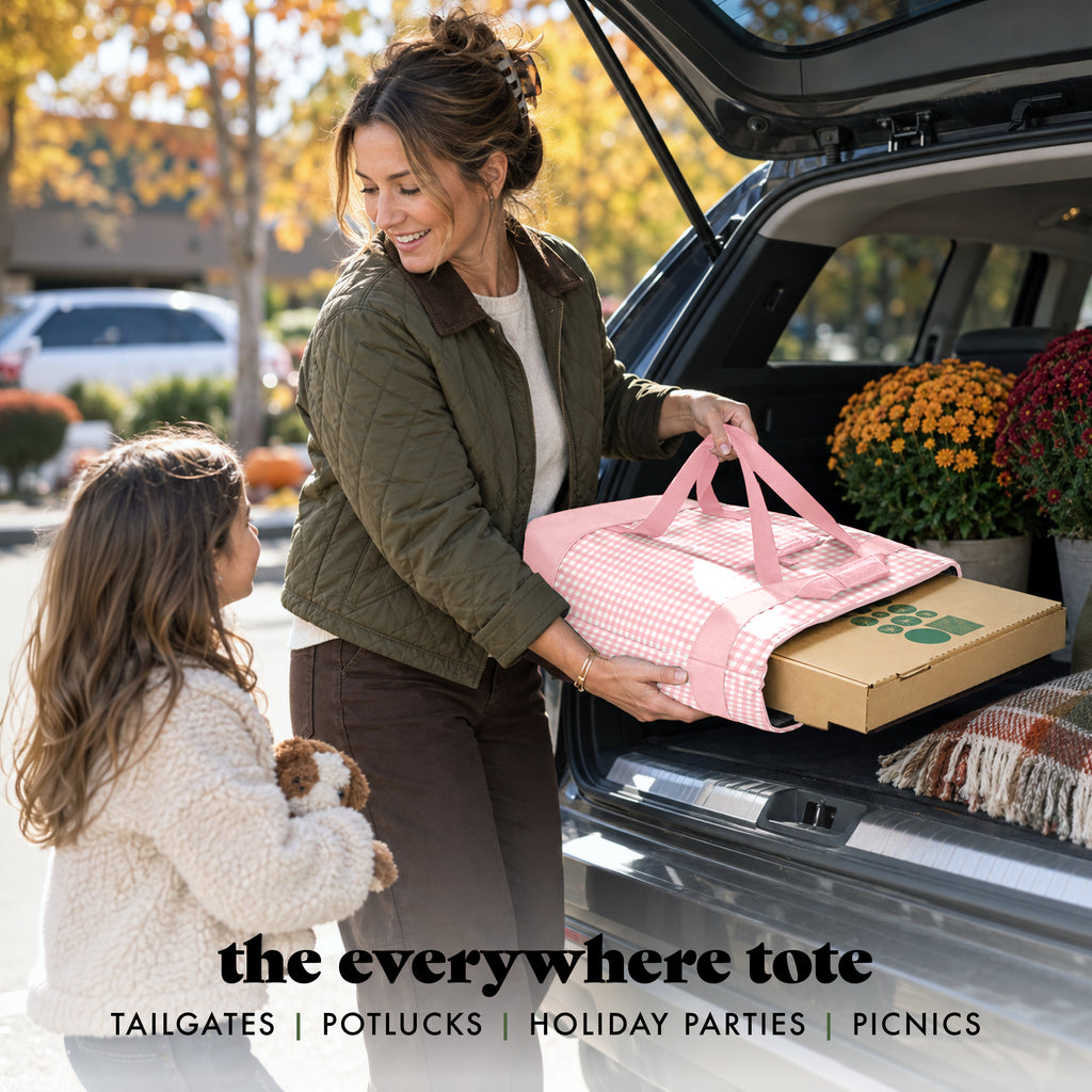 XL Insulated Cooler Tote Bag, Pink Gingham