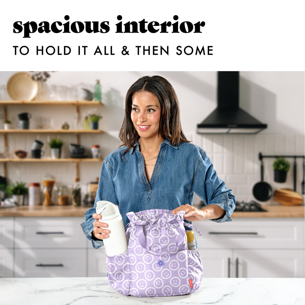 Cromwell Cinch Lunch Tote with Lunch Kit, Lavender Smiles