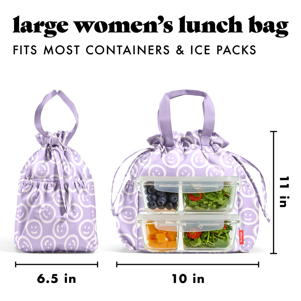 Cromwell Cinch Lunch Tote with Lunch Kit, Lavender Smiles