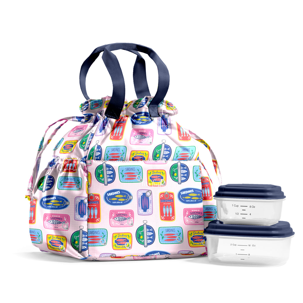 Cromwell Cinch Lunch Tote with Lunch Kit, Assorted Sardine Cans