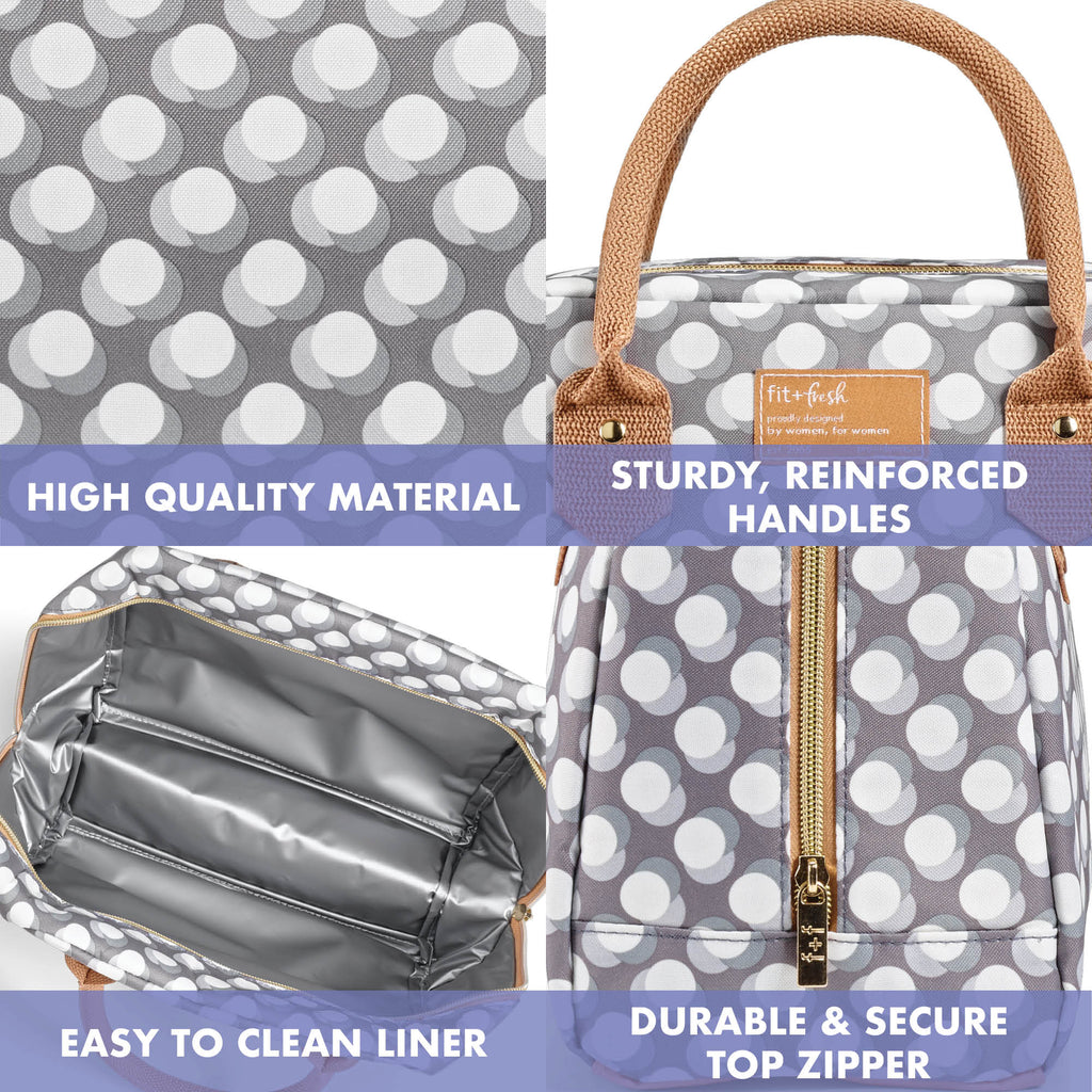Bloomington Lunch Bag with Lunch Kit, Gray Dot