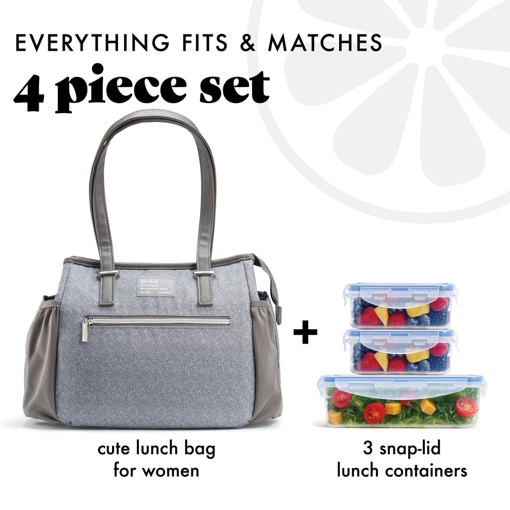 Copley Lunch Bag with Lunch Kit, Gray Tweed Faneuil