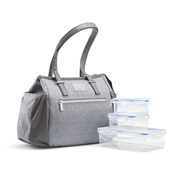 Copley Lunch Bag with Lunch Kit, Gray Tweed Faneuil