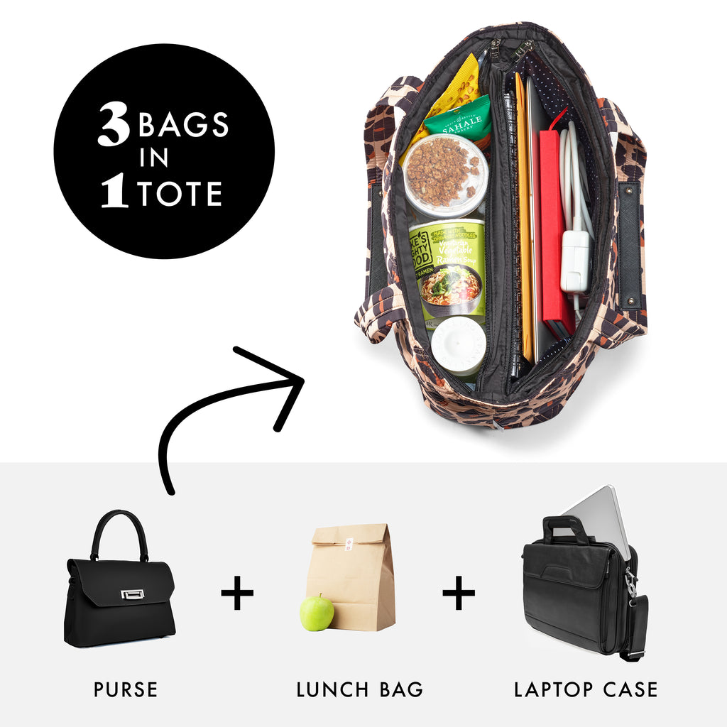 Metro Tote 2-in-1 Work Lunch Bag, Leopard
