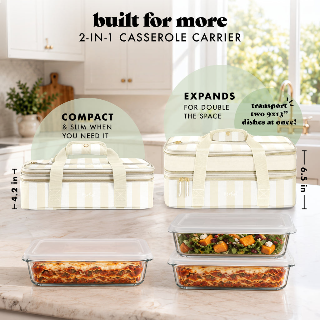 Insulated Double Decker Casserole Carrier, Pina Colada Cabana Stripe