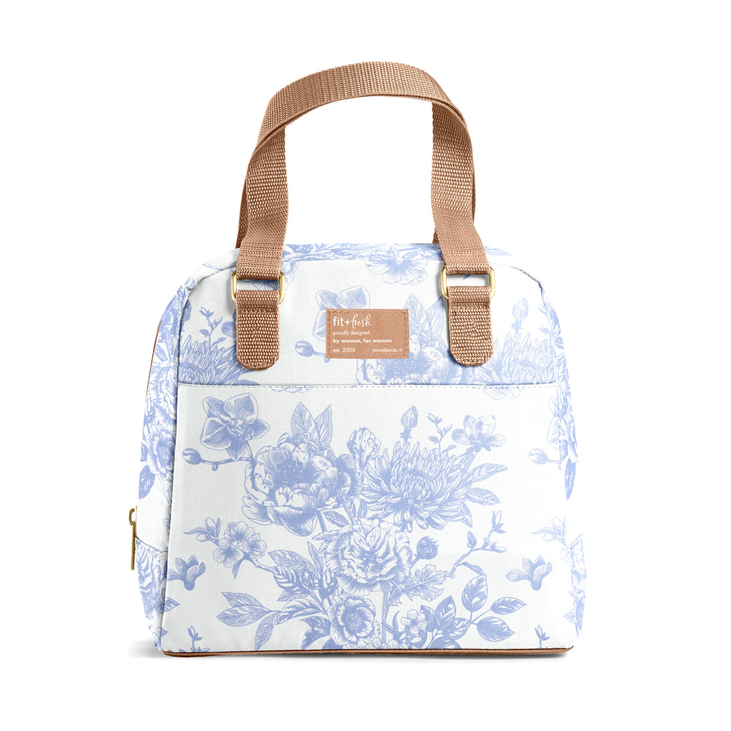 Minneola Lunch Bag with Lunch Kit, Cornflower Blue Floral Toile