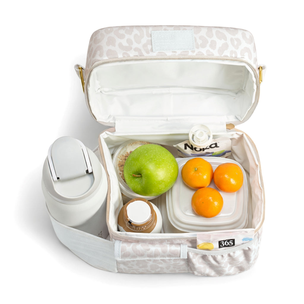 Montauk Lunch Bag with Lunch Kit, Ivory Feline Feline
