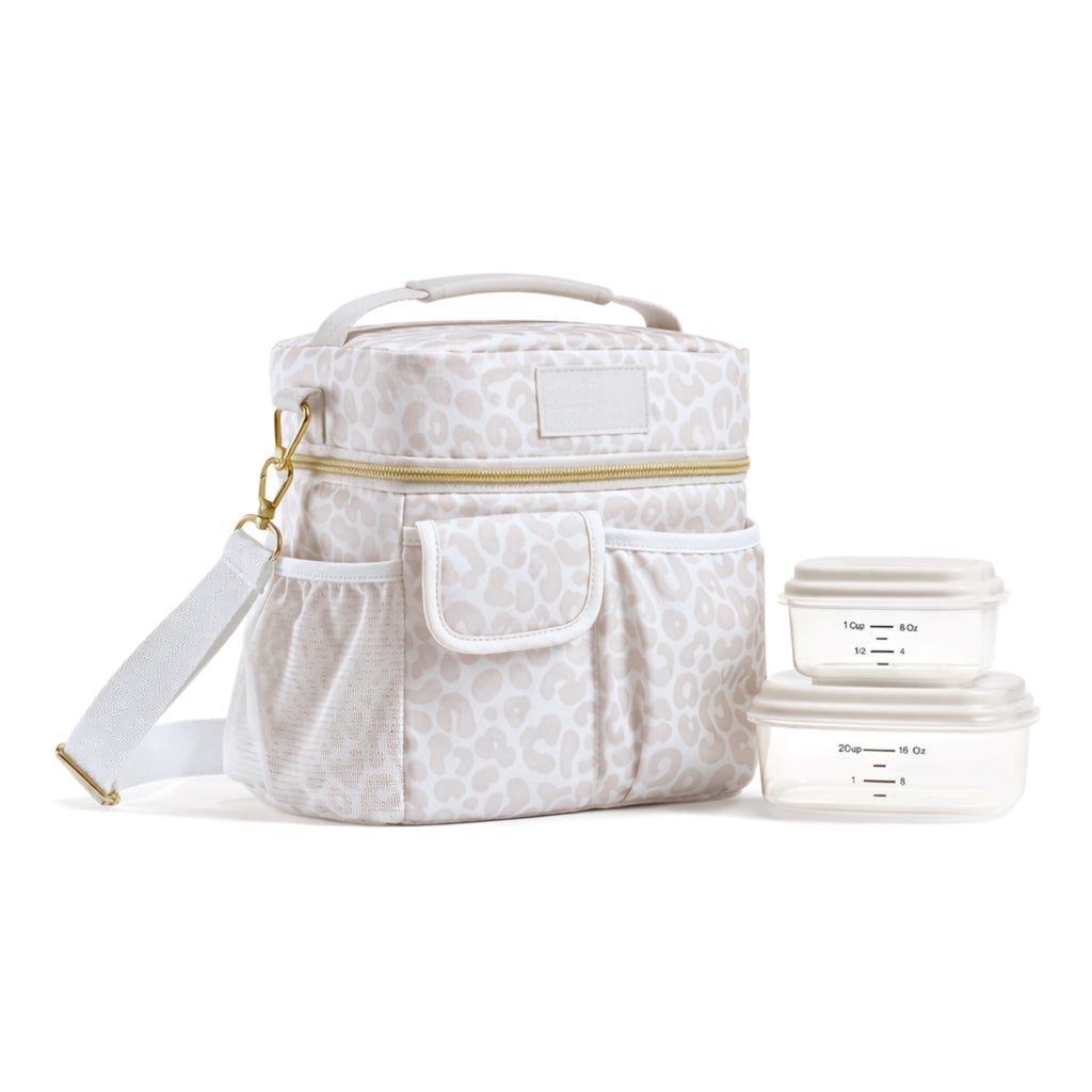 Montauk Lunch Bag with Lunch Kit, Ivory Feline Feline