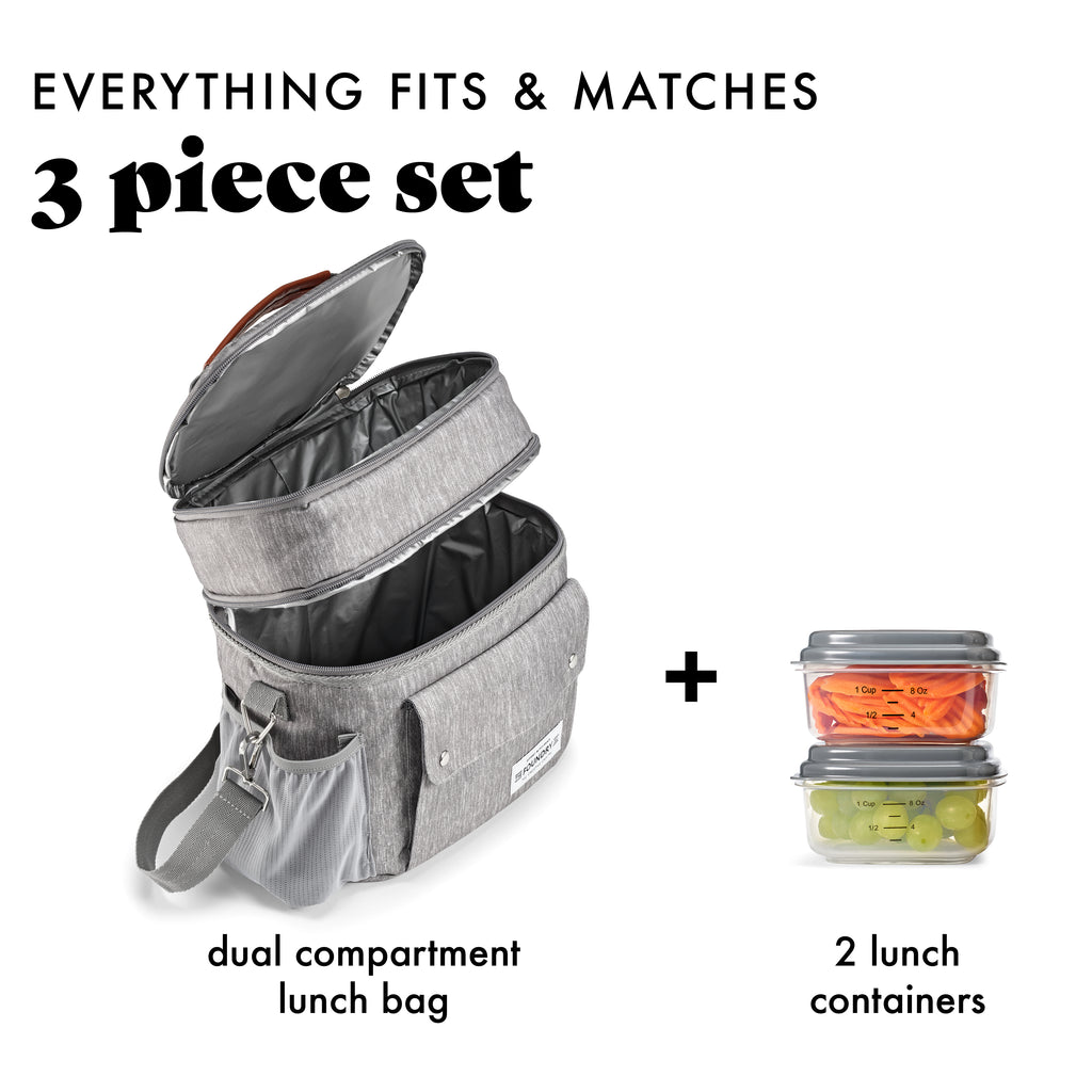 Westminster Dual Compartment Lunch Bag with Lunch Kit, Steel