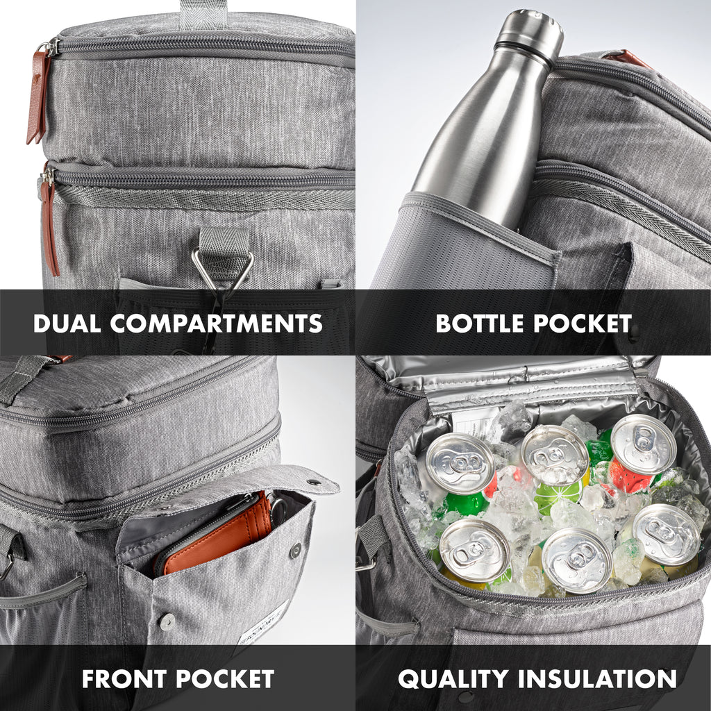 Westminster Dual Compartment Lunch Bag with Lunch Kit, Steel