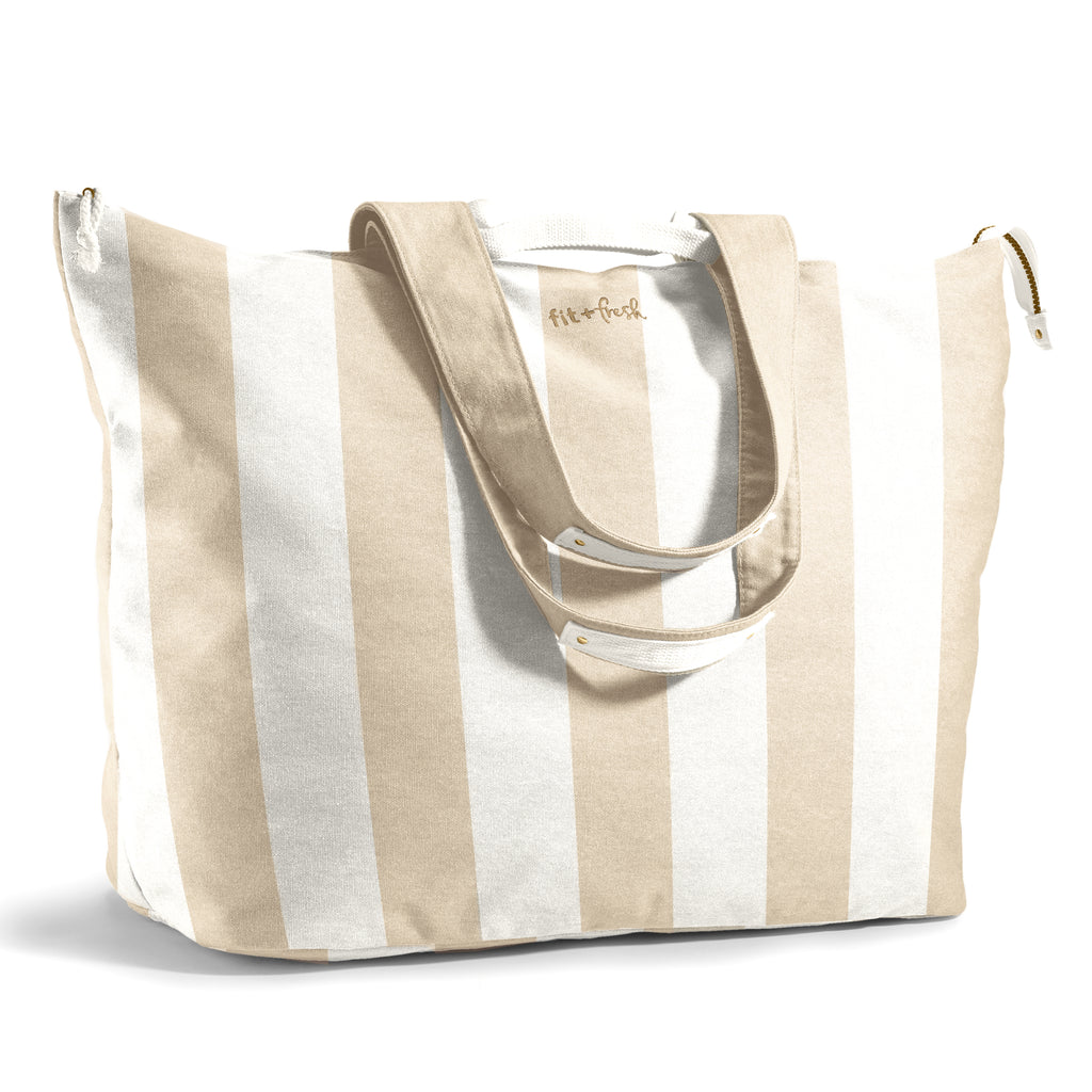 All The Things XL Travel Tote Bag, Pina Colada Cabana Stripe