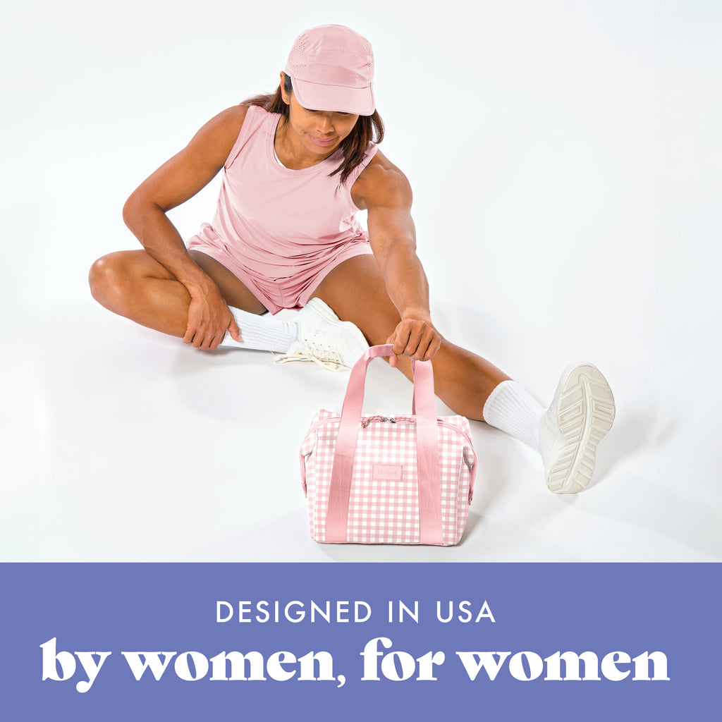 Remi Neoprene Lunch Bag with Lunch Kit, Pink Gingham